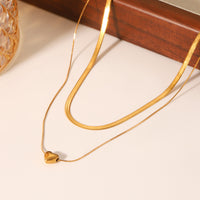 COLLANA SNAKE DOPPIO FILO A CUORE GOLD ACCIAIO INOX 304 REGOLABILE