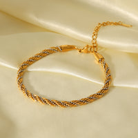BRACCIALE INTRECCIO IN ORO E ARGENTO REGOLABILE ACCIAIO INOX 304