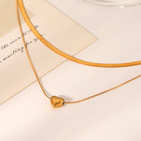 COLLANA SNAKE DOPPIO FILO A CUORE GOLD ACCIAIO INOX 304 REGOLABILE
