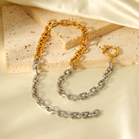 COLLANA CATENA ORO E ARGENTO IN ACCIAIO INOX 304