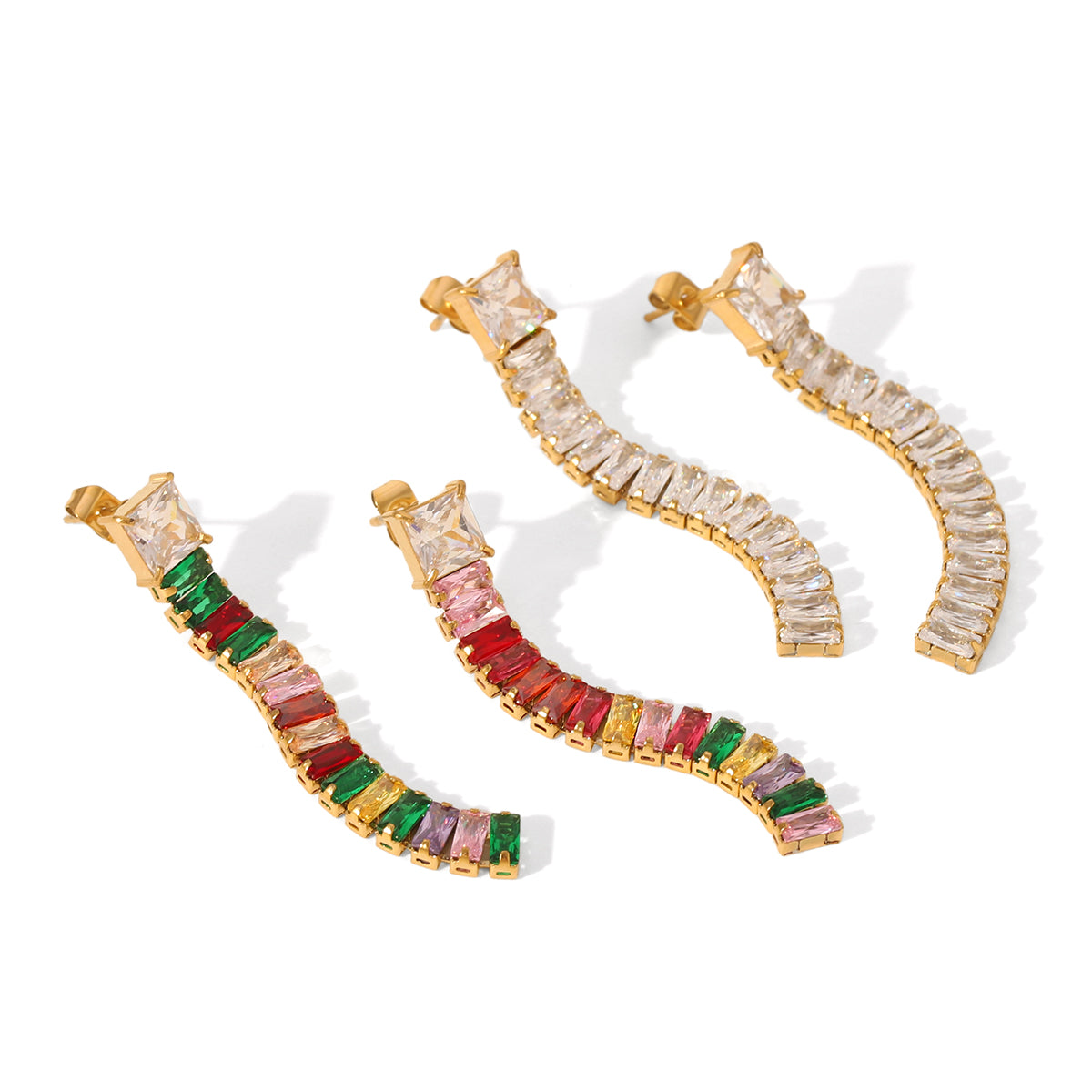 ORECCHINI PRECIOUS PENDENTI IMPREZIOSITO CON PIETRE MULTICOLOR ACCIAIO INOX 304