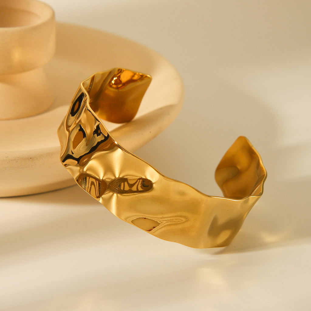 BRACCIALE EGIZIO IN ORO MARTELLATO ACCIAO INOX 304