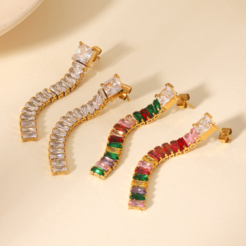 ORECCHINI PRECIOUS WHITE PENDENTI ACCIAIO INOX 304