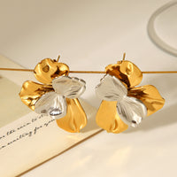 ORECCHINI PETALI IN ORO-ARGENTO ACCIAIO INOX 304