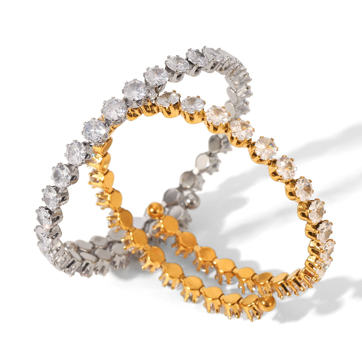 BRACCIALE SPIRALE IN ORO CON ZIRCONI IN ACCIAIO INOX 304