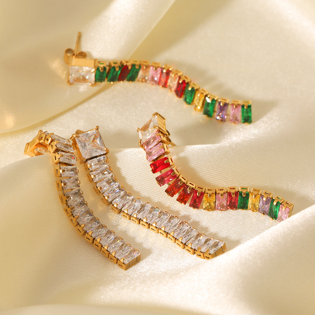 ORECCHINI PRECIOUS WHITE PENDENTI ACCIAIO INOX 304