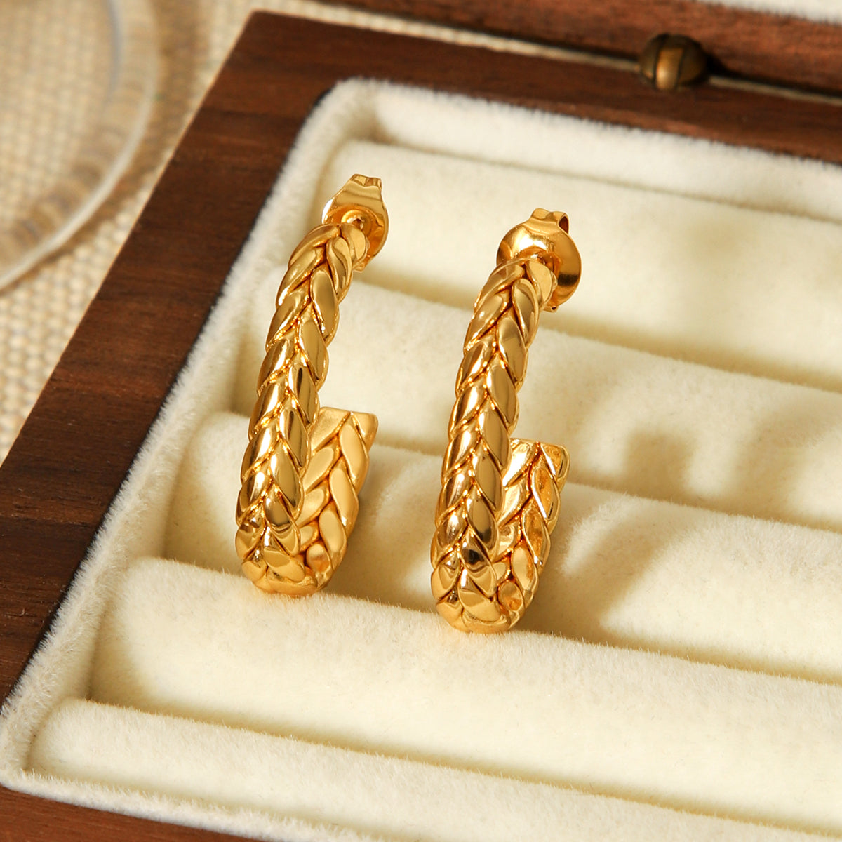 ORECCHINI TRECCIA ORO ARGENTO ACCIAO INOX 304