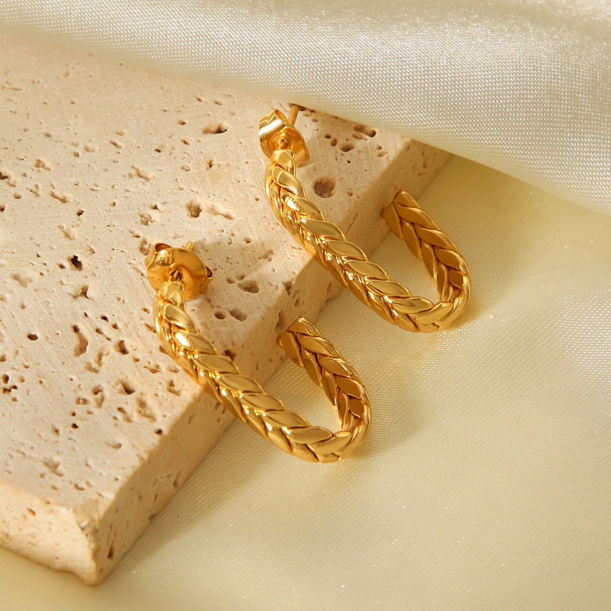 ORECCHINI TRECCIA ORO ARGENTO ACCIAO INOX 304