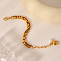 BRACCIALE SONAGLI E PERLE NATURALI ACCIAIO INOX 304 REGOLABILE