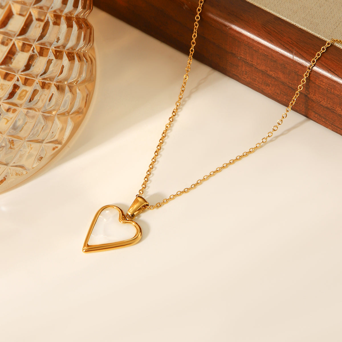 COLLANA BATTICUORE MADREPERLA ACCIAIO INOX 304