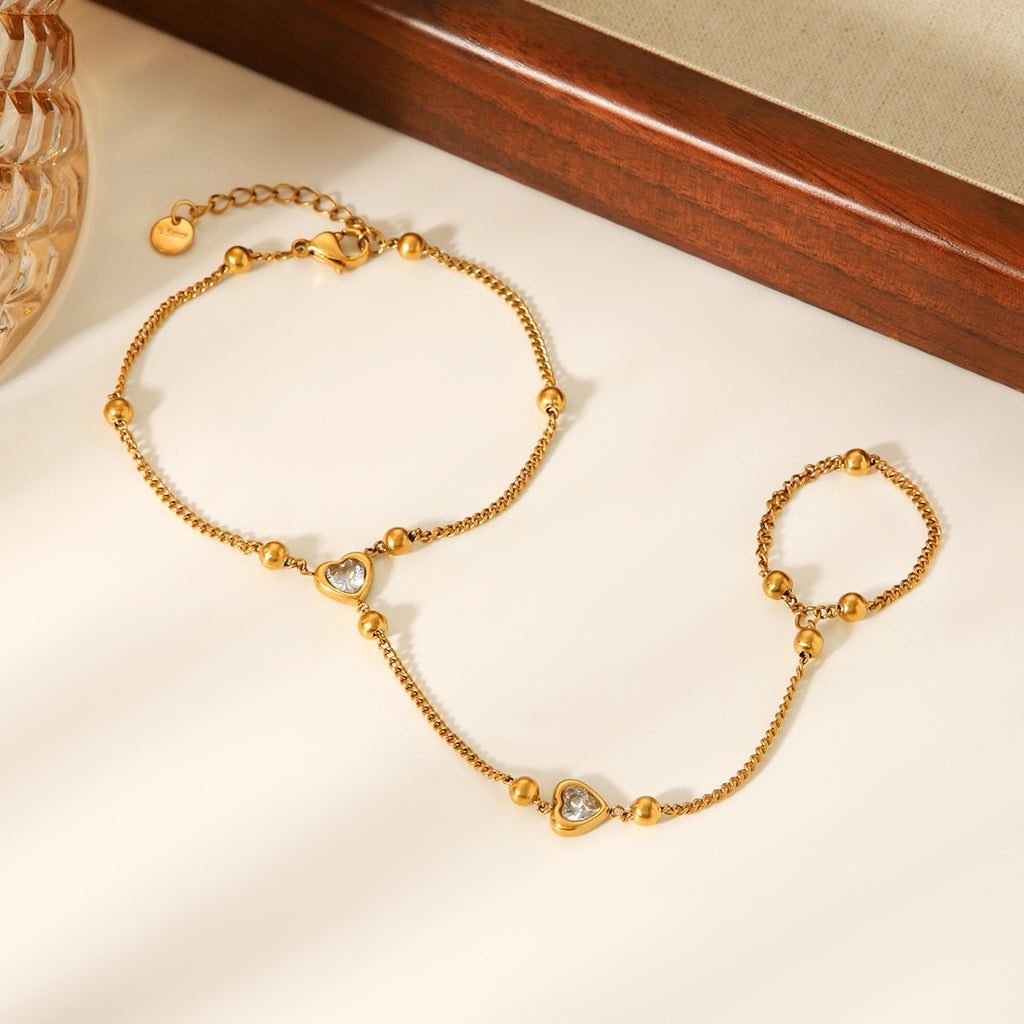 BRACCIALE BACIAMANO IN ORO ACCIAIO INOX 304 CON ZIRCONI REGOLABILE