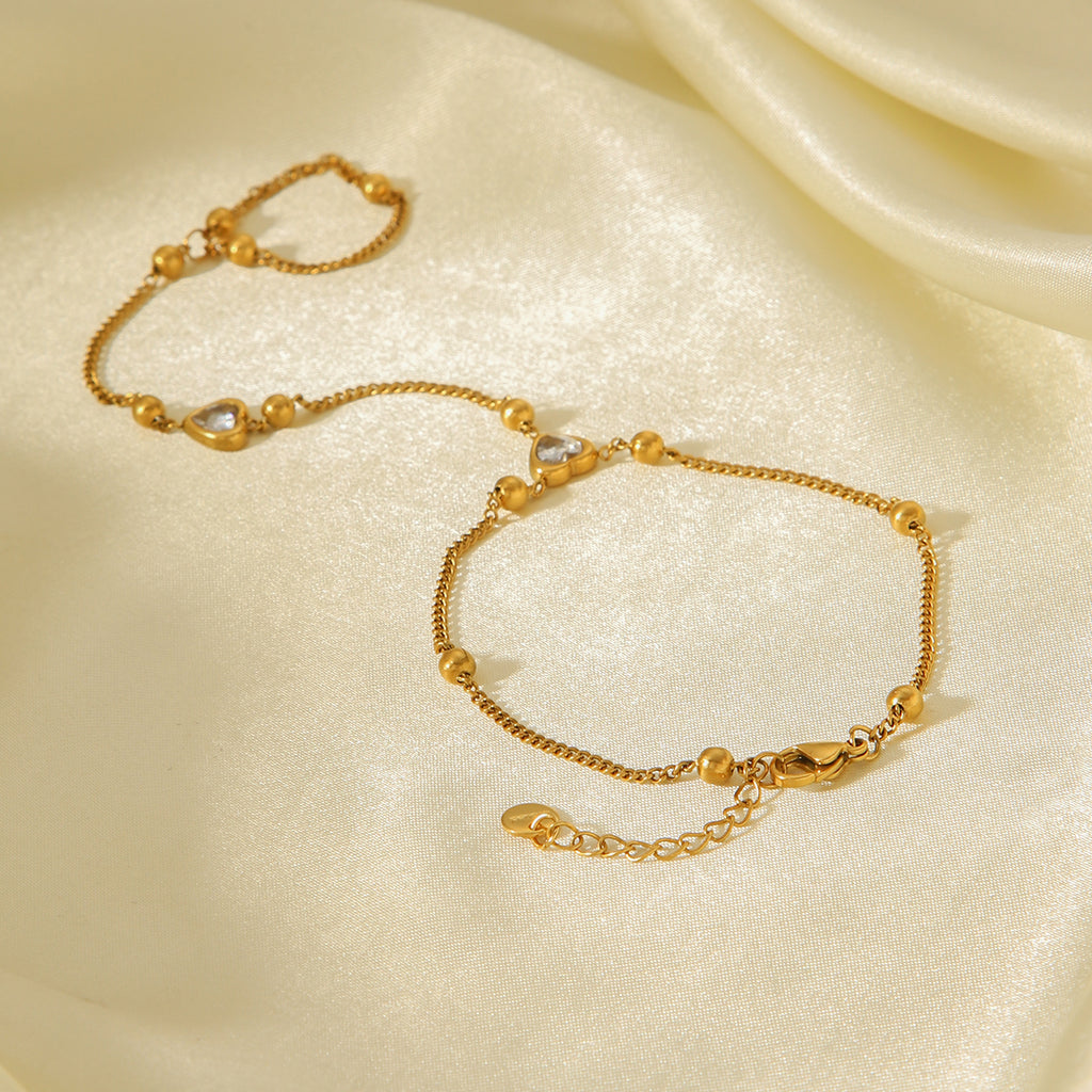 BRACCIALE BACIAMANO IN ORO ACCIAIO INOX 304 CON ZIRCONI REGOLABILE