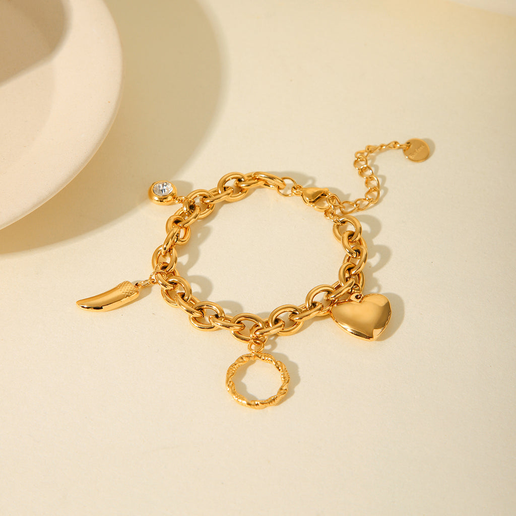 BRACCIALE FANTASY CON CIONDOLI IN OROR ACCIAIO INOX 304 REGOLABILE