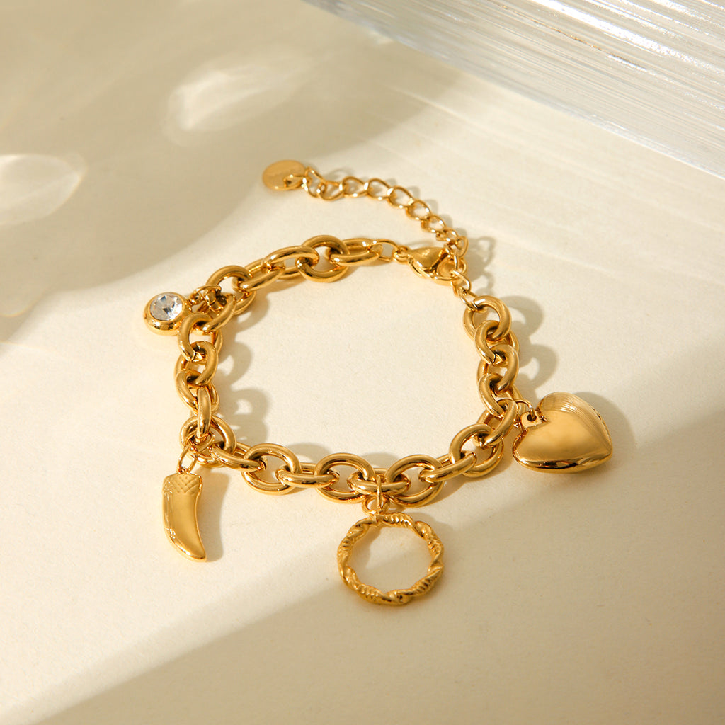 BRACCIALE FANTASY CON CIONDOLI IN OROR ACCIAIO INOX 304 REGOLABILE