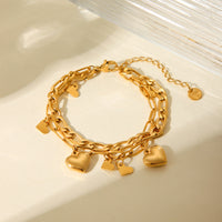 BRACCIALE CUORI IN ORO  ACCIAIO INOX 304 REGOLABILE
