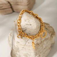 BRACCIALE CUORI IN ORO  ACCIAIO INOX 304 REGOLABILE