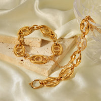BRACCIALE MARINARO CON STRASS ORO ACCIAO INOX 304