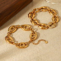 BRACCIALE MARINARO CON STRASS ORO ACCIAO INOX 304