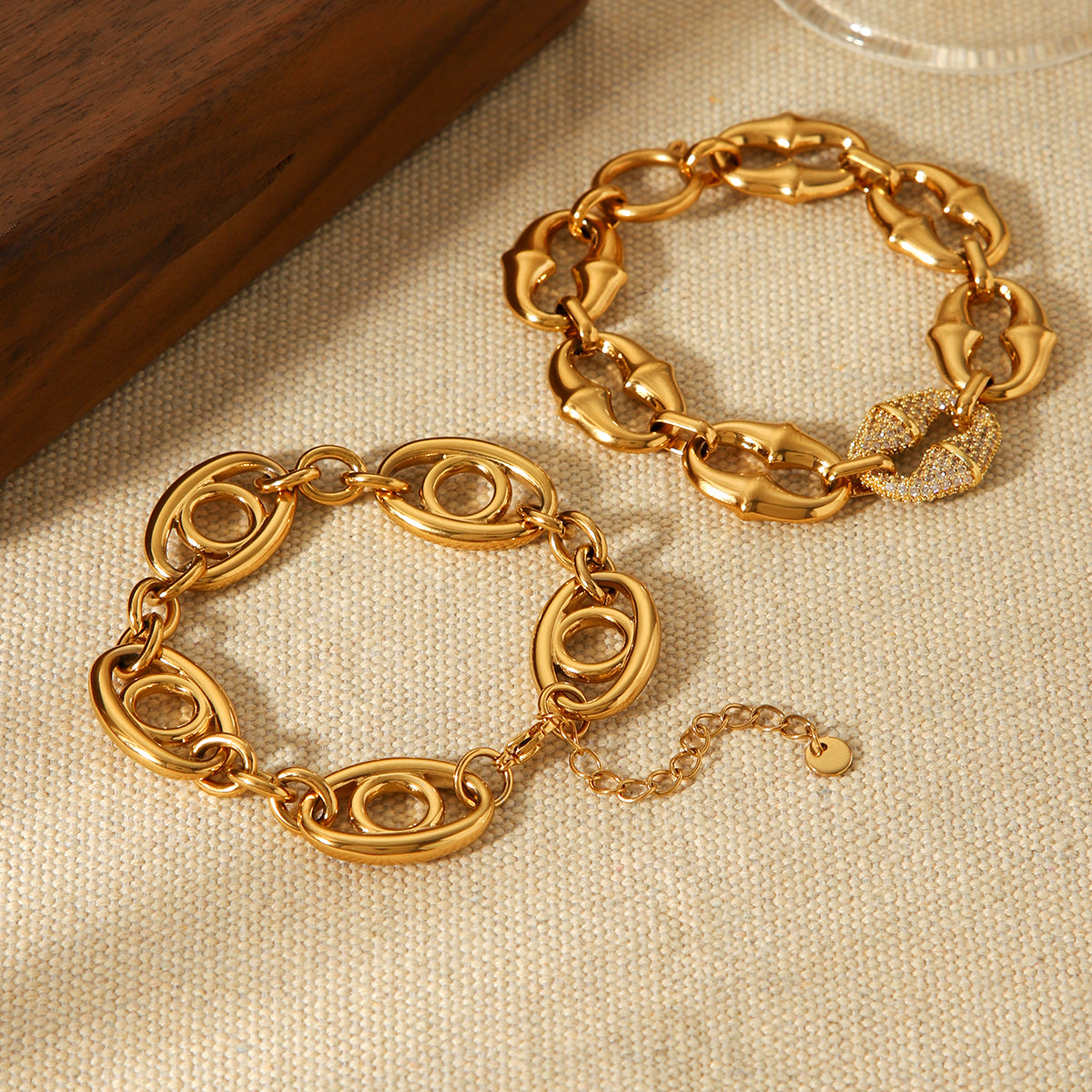 BRACCIALE MARINARO CON STRASS ORO ACCIAO INOX 304