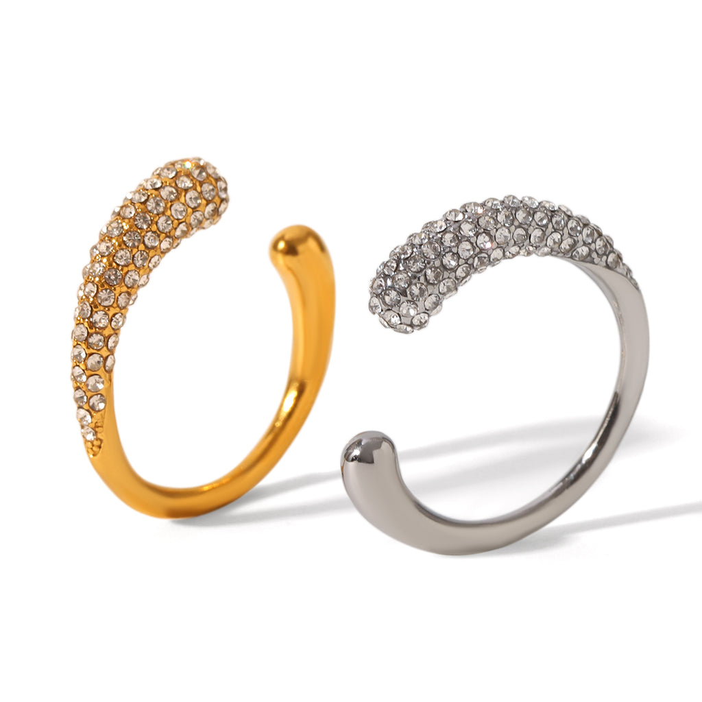 ANELLO SNAKE SILVER CON STRASS ACCIAIO INOX 304 REGOLABILE