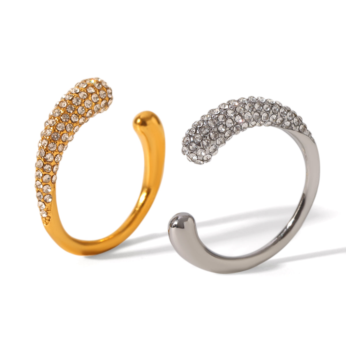 ANELLO SNAKE SILVER CON STRASS ACCIAIO INOX 304 REGOLABILE