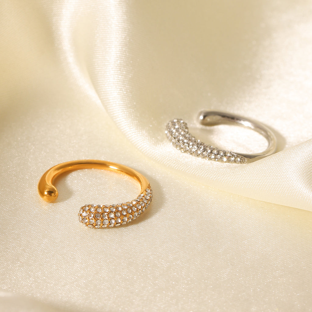 ANELLO SNAKE SILVER CON STRASS ACCIAIO INOX 304 REGOLABILE