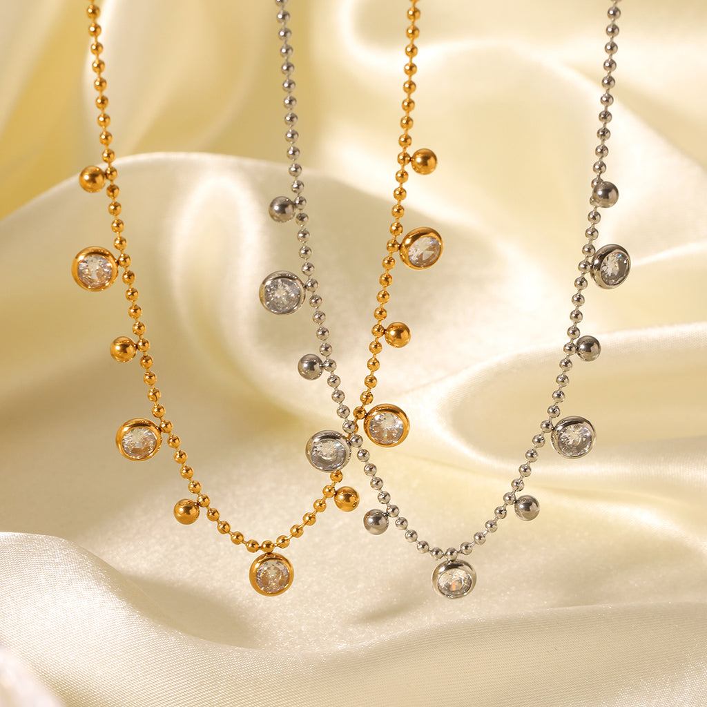 COLLANA DIAMOND CON ZIRCONI  ACCIAIO INOX 304