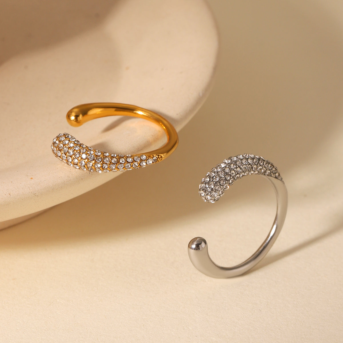 ANELLO SNAKE SILVER CON STRASS ACCIAIO INOX 304 REGOLABILE