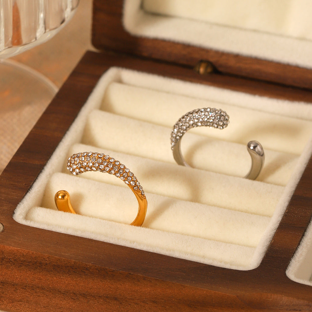 ANELLO SNAKE SILVER CON STRASS ACCIAIO INOX 304 REGOLABILE