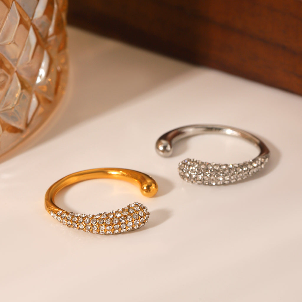 ANELLO SNAKE SILVER CON STRASS ACCIAIO INOX 304 REGOLABILE