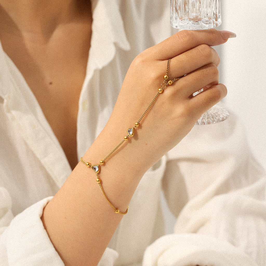 BRACCIALE BACIAMANO IN ORO ACCIAIO INOX 304 CON ZIRCONI REGOLABILE