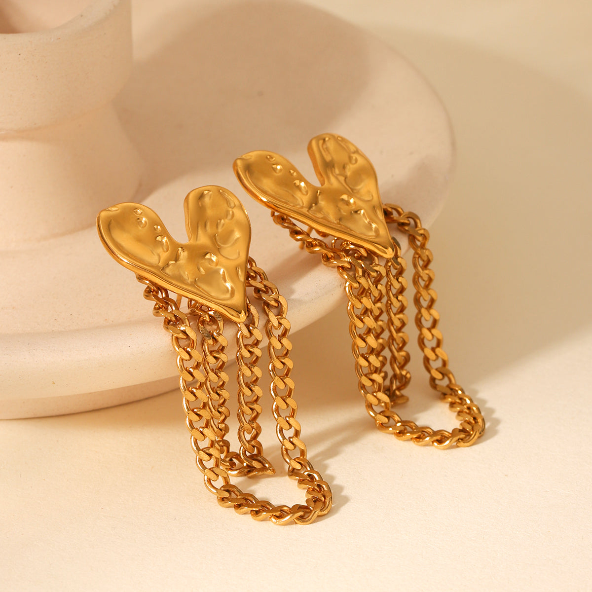 ORECCHINI LOVE CON PENDOLI ACCIAIO INOX 304 REGOLABILE