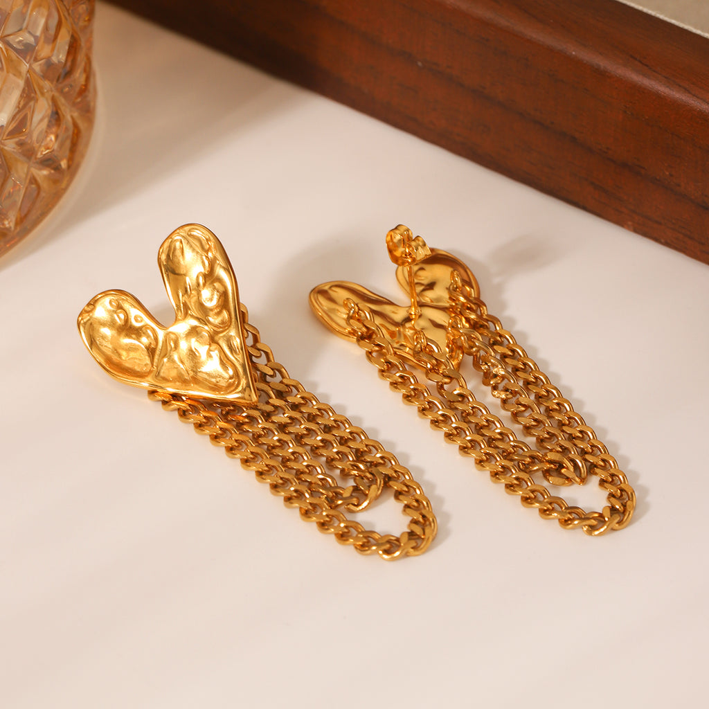 ORECCHINI LOVE CON PENDOLI ACCIAIO INOX 304 REGOLABILE