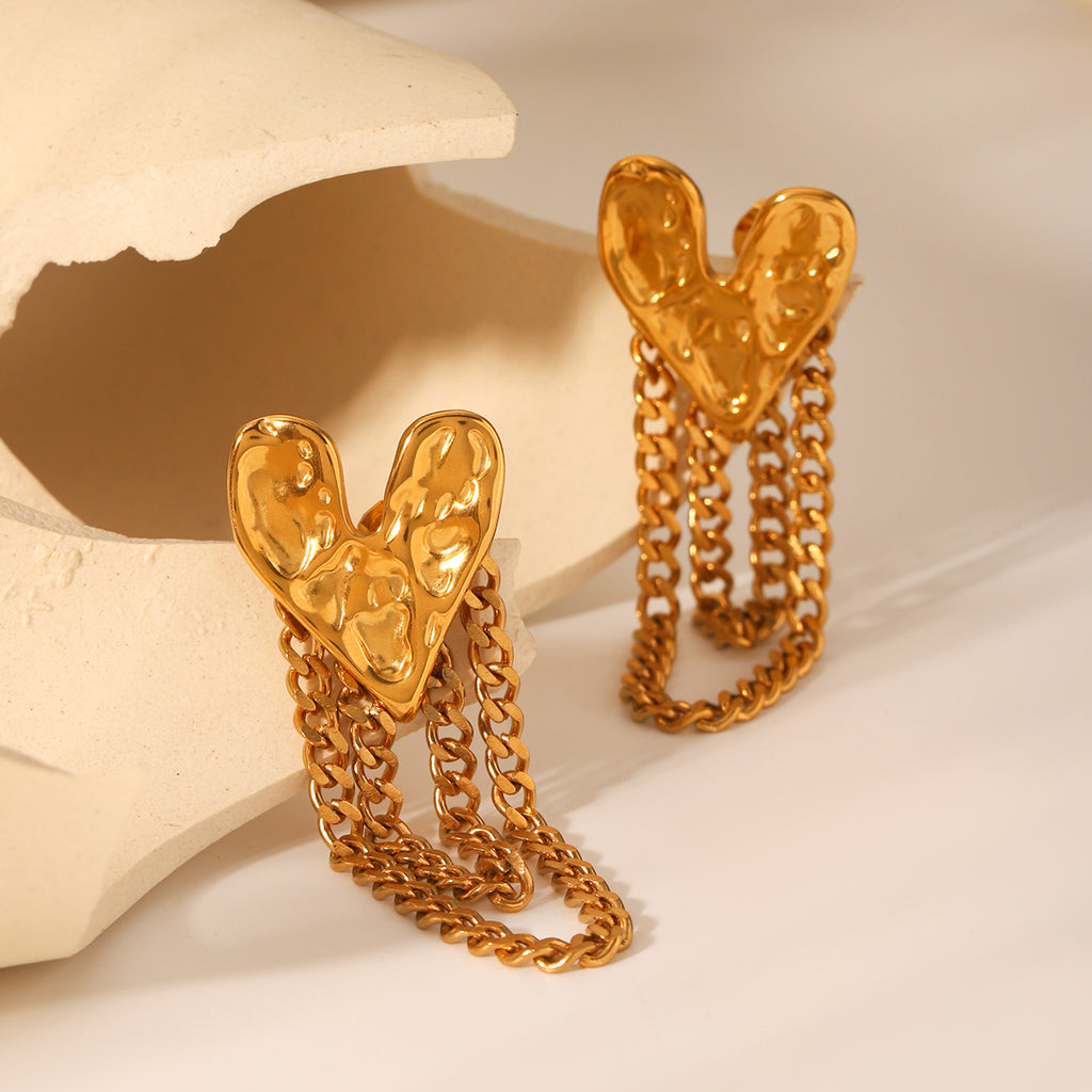 ORECCHINI LOVE CON PENDOLI ACCIAIO INOX 304 REGOLABILE