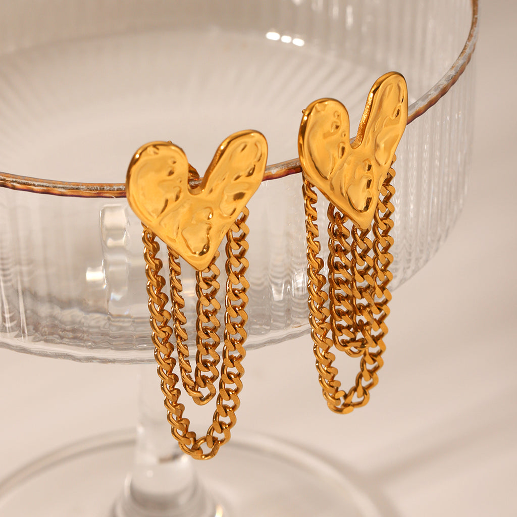 ORECCHINI LOVE CON PENDOLI ACCIAIO INOX 304 REGOLABILE