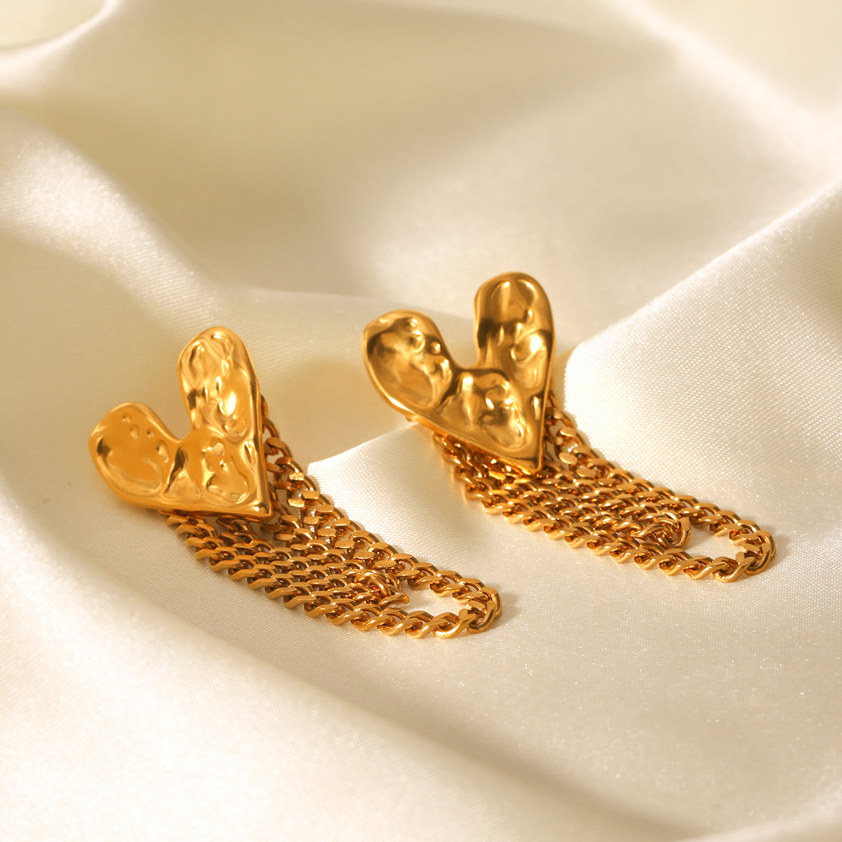 ORECCHINI LOVE CON PENDOLI ACCIAIO INOX 304 REGOLABILE