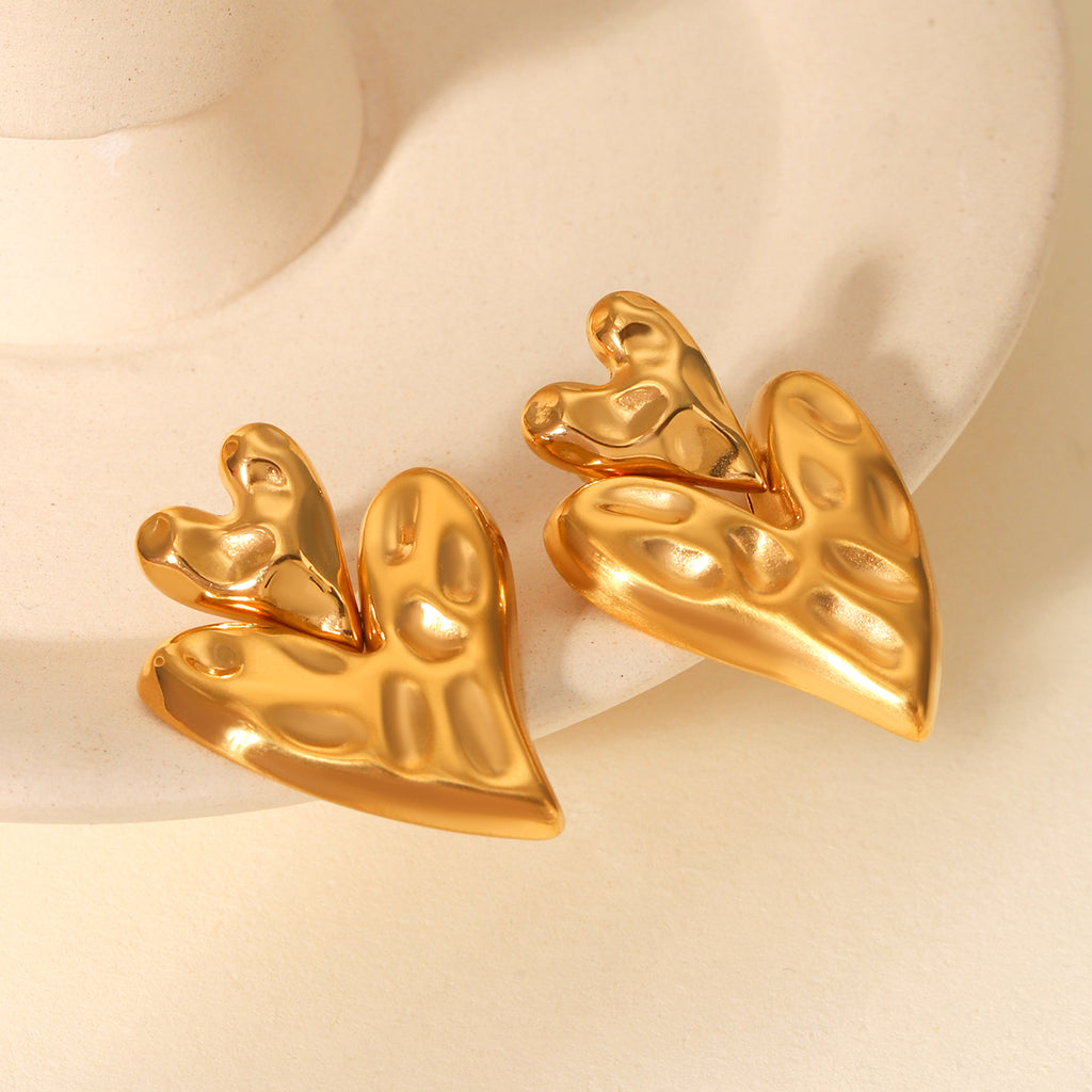 ORECCHINI CUORI GOLD ACCIAIO INOX 304
