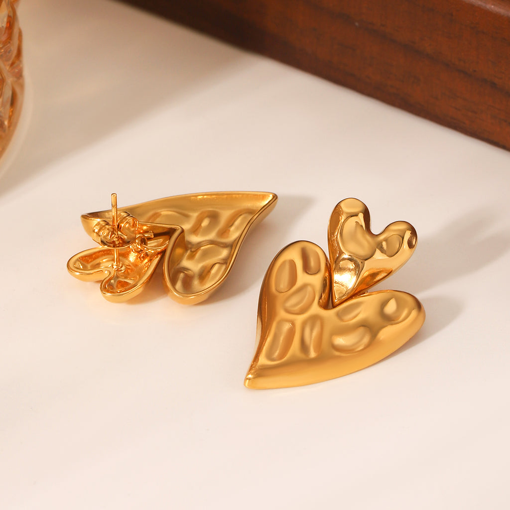 ORECCHINI CUORI GOLD ACCIAIO INOX 304