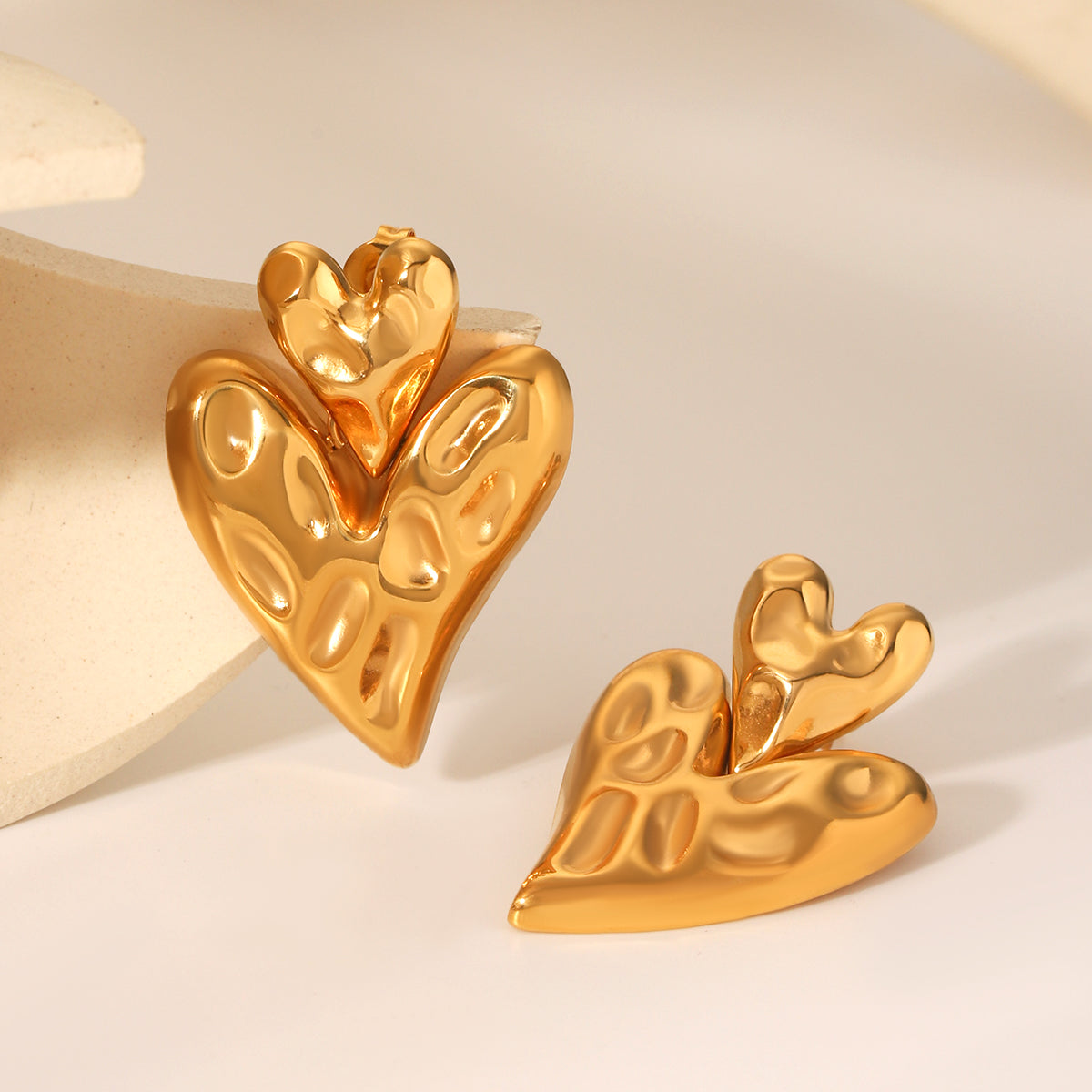 ORECCHINI CUORI GOLD ACCIAIO INOX 304