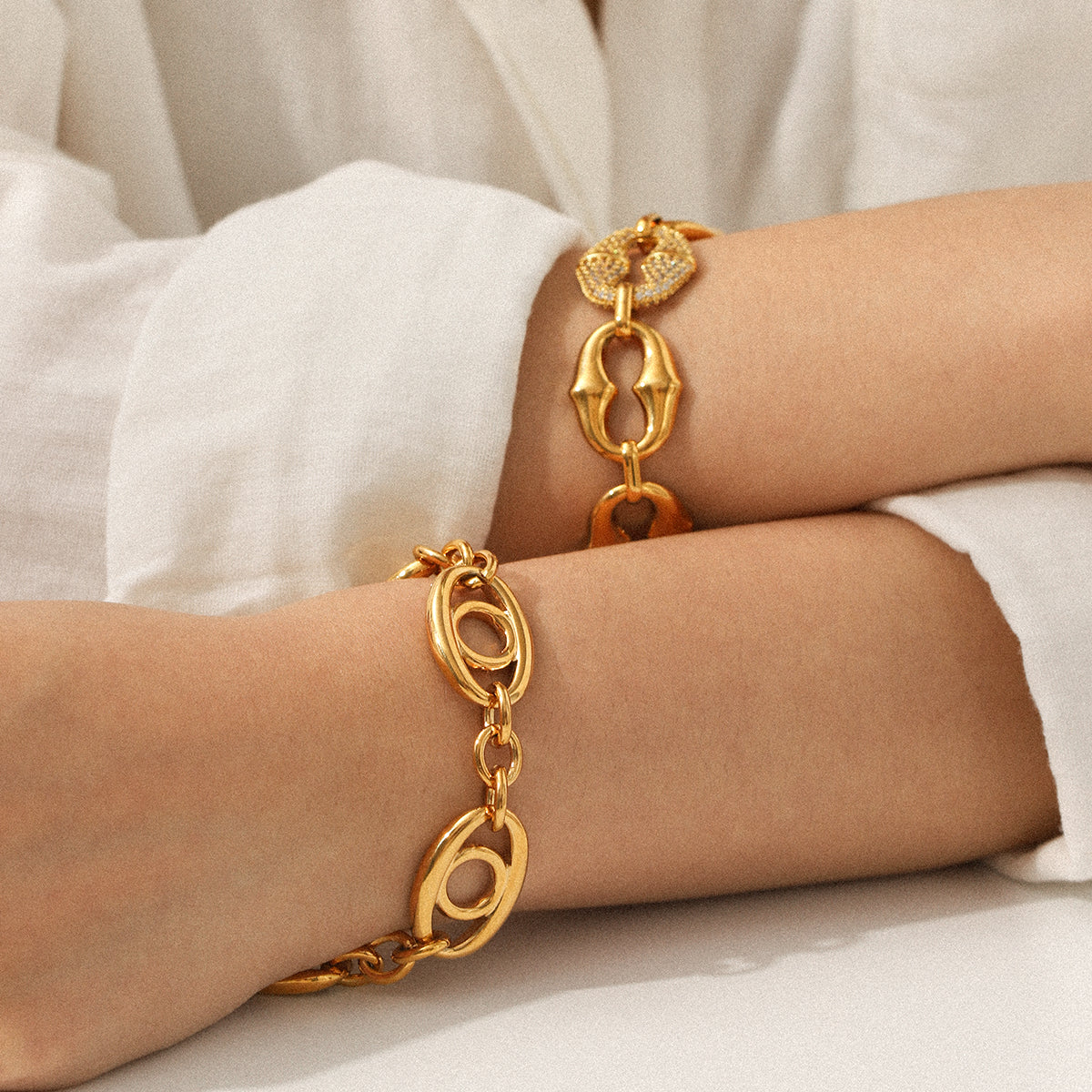 BRACCIALE MARINARO CON STRASS ORO ACCIAO INOX 304