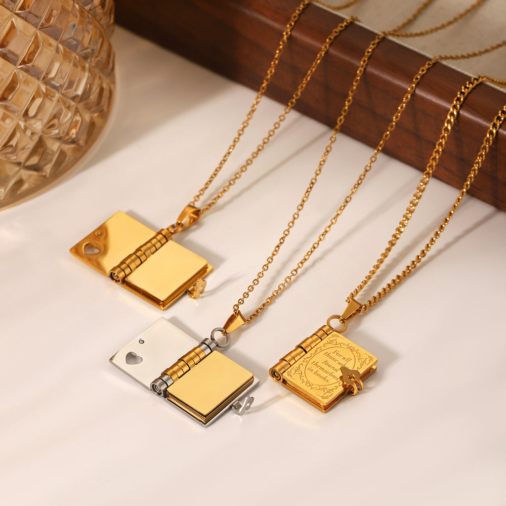 COLLANA SECRET BOOK ORO ACCIAIO INOX 304 REGOLABILE