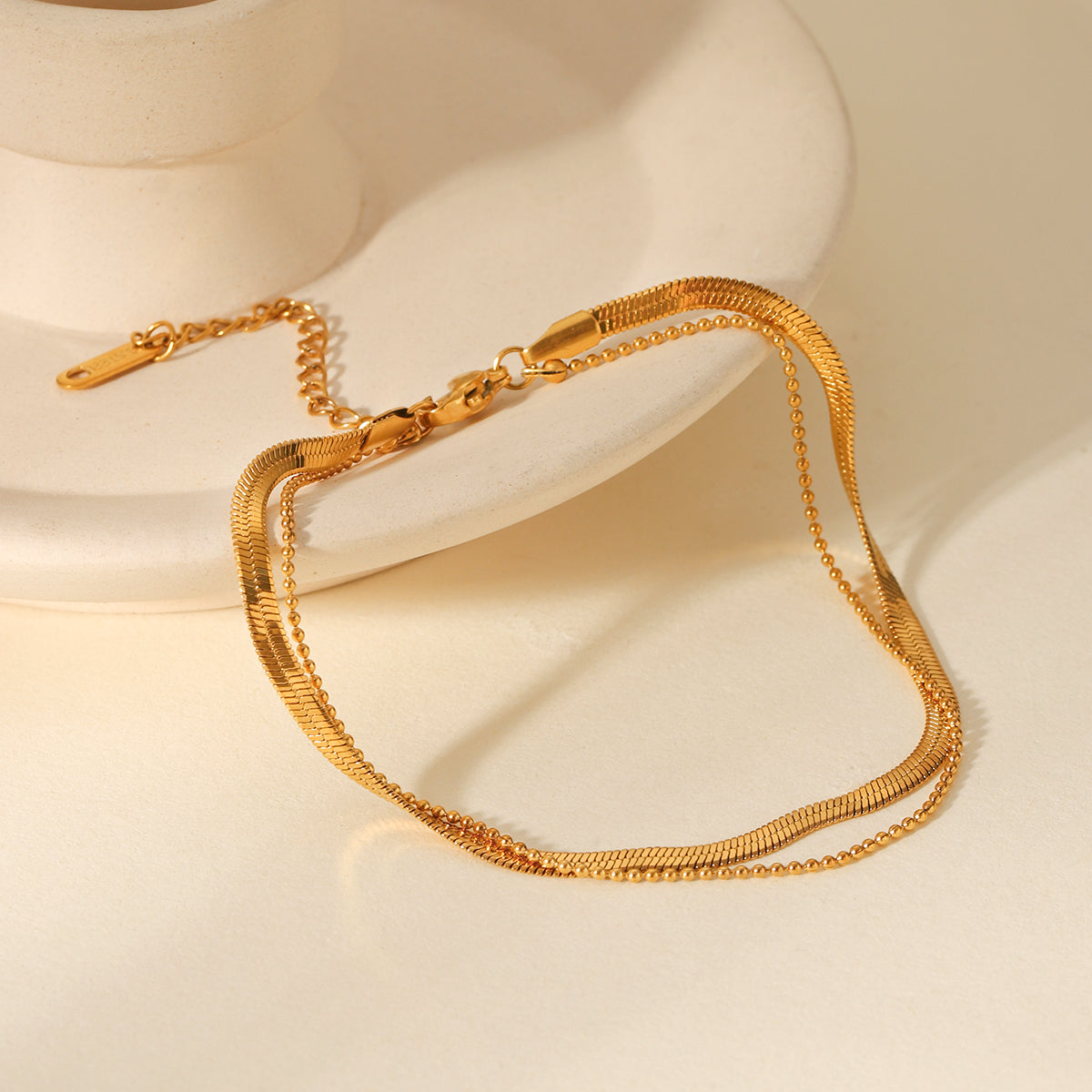BRACCIALE SNAKE IN ORO DOPPIO FILO ACCIAIO INOX 304 REGOLABILE