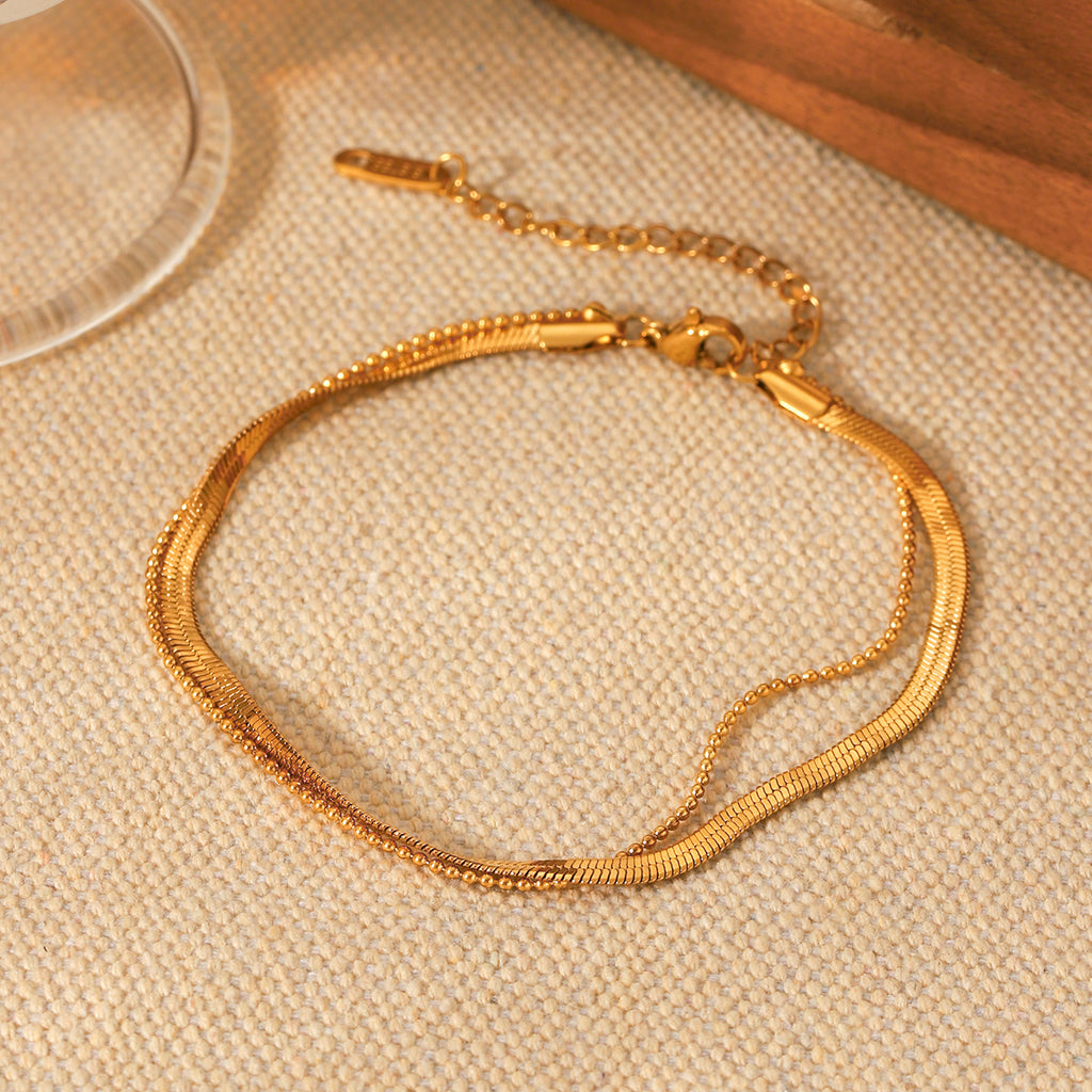 BRACCIALE SNAKE IN ORO DOPPIO FILO ACCIAIO INOX 304 REGOLABILE