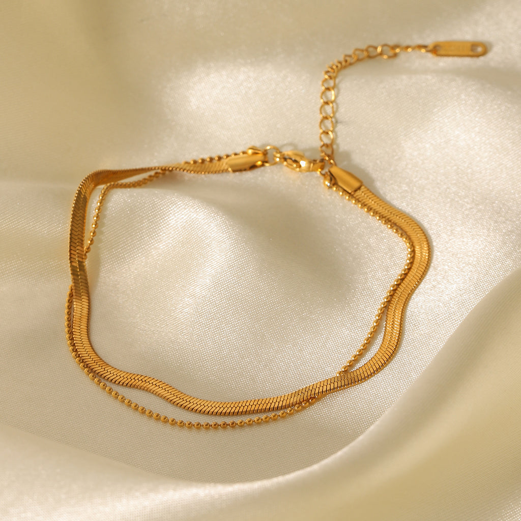 BRACCIALE SNAKE IN ORO DOPPIO FILO ACCIAIO INOX 304 REGOLABILE