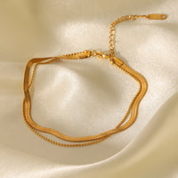BRACCIALE SNAKE IN ORO DOPPIO FILO ACCIAIO INOX 304 REGOLABILE