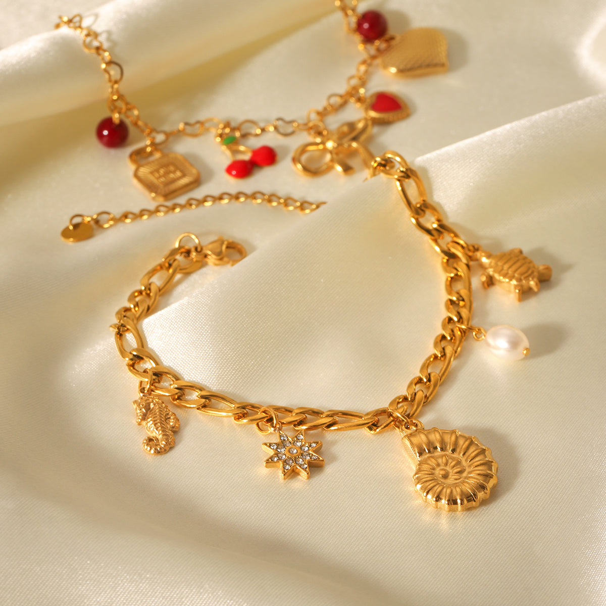 BRACCIALE MARINO CON CIONDOLI ACCIAIO INOX 304 REGOLABILE