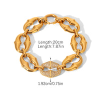 BRACCIALE MARINARO CON STRASS ORO ACCIAO INOX 304