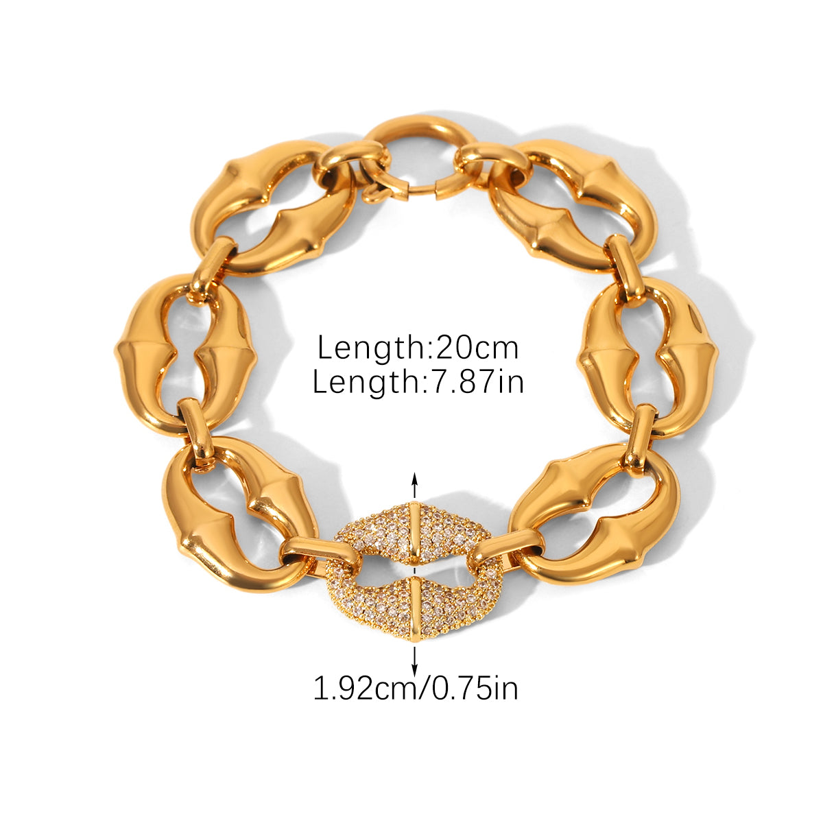 BRACCIALE MARINARO CON STRASS ORO ACCIAO INOX 304