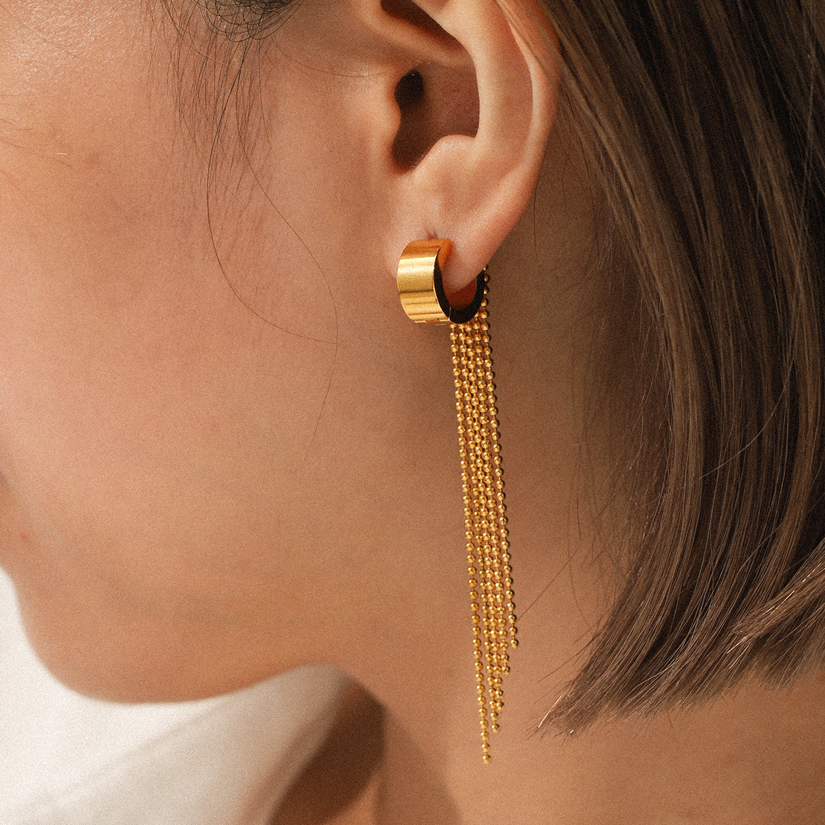 ORECCHINI ELEGANCE A CERCHIO CON PENDENTI ORO IN ACCIAIO INOX 304