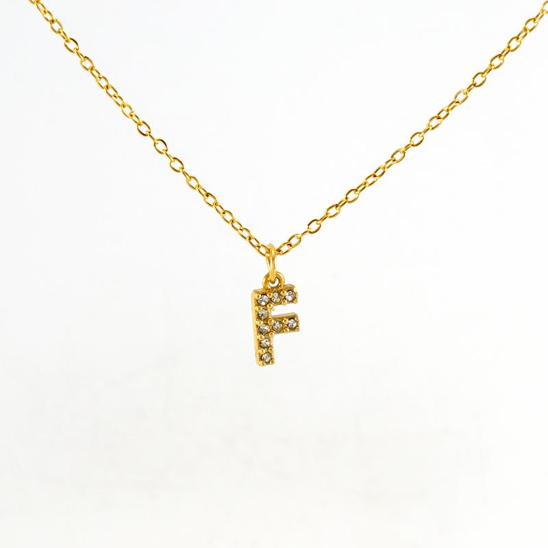 COLLANA LETTERA IN GOLD CON ZIRCONI IN ACCIAIO INOX 304